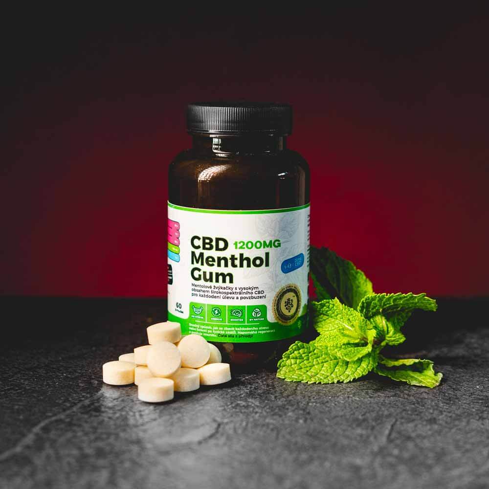 Качествена CBD дъвка Ментол 1200 мг 60 бр. в опаковка CBD дъвка 20 мг
