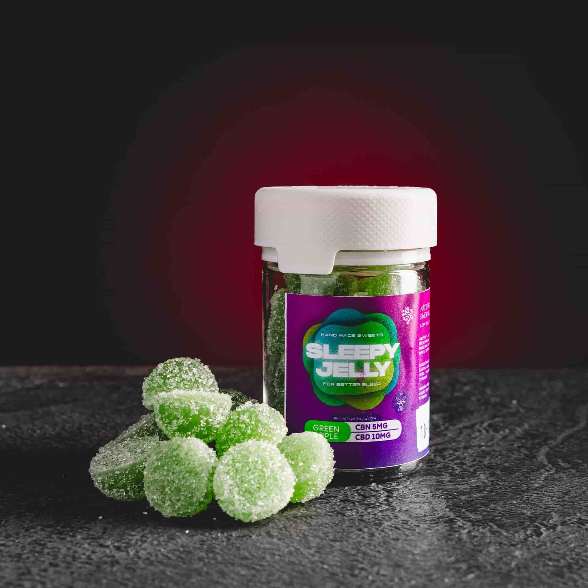 Kratom World Sleepy Jelly cbn cbd релаксация освобождаване чувство без стрес зелена ябълка 20 бр.