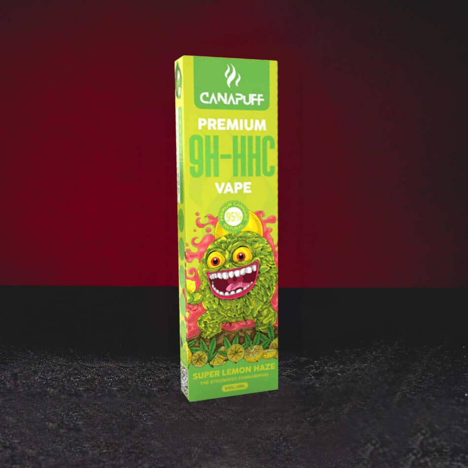 9H-HHC Vape Super Lemon Haze 95% 1ml - първокласен вейп за еднократна употреба с цитрусов аромат на лимон, тропически плодове и петролни нотки в елегантно устройство