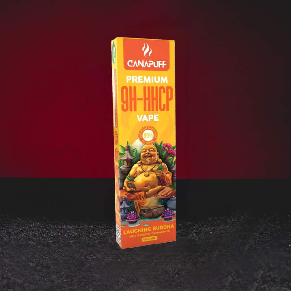 9H-HHCP Vape 99% 1ml Laughing Buddha – премиум вейп с аромат на черен женско биле, кедър, канела и дизелови нотки