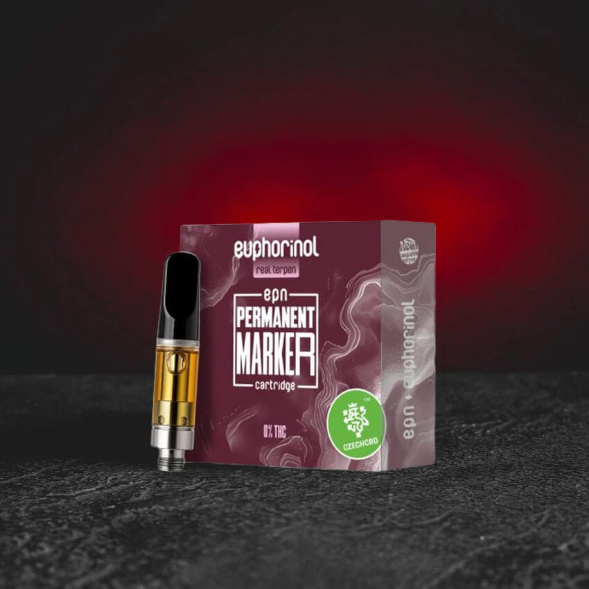 prémiová EPN cartridge 1ml s inovativním kanabinoidem EPN, strainově laděný aromatický profil Permanent Marker, navržená pro intenzivní euforii a jasnou mysl bez utlumení, moderní cartridge Kratom World