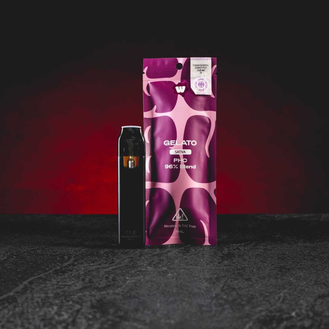 Kratom World PHC Vape 96% 1ml Gelato – първокласен PHC вейп с кремообразен сладък аромат, плодова дълбочина и балансиран десертен профил