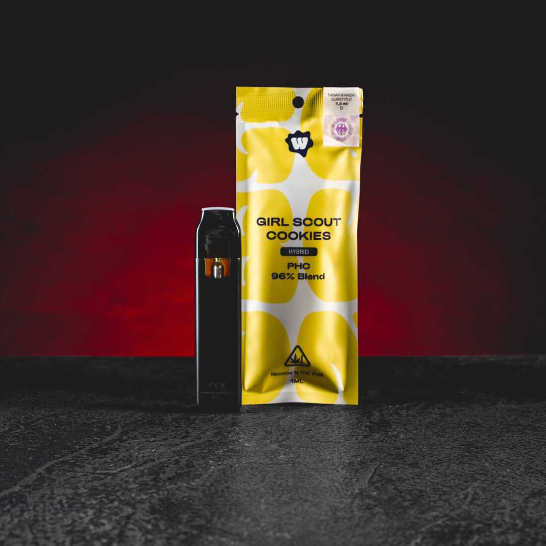 Kratom World PHC Vape 96% 1ml Girl Scout Cookies – първокласен PHC вейп с фин сладък аромат на бисквитки, кремообразни тонове и модерен колекционерски профил