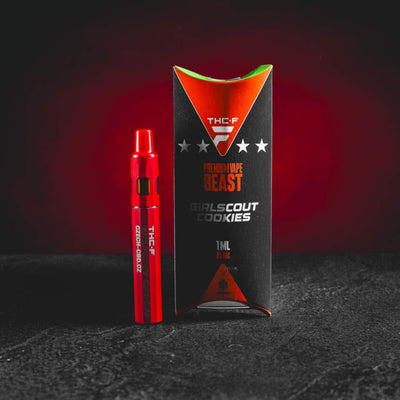 THF BEAST Girlscout Cookies jednorázový vape s moderní formulí THF a sativa-selektivním profilem, charakteristická chuť sušenek, vanilky a jemného bylinného podkladu, vyvážený euforický sběratelský efekt, čistý potah a prémiové zpracování.
