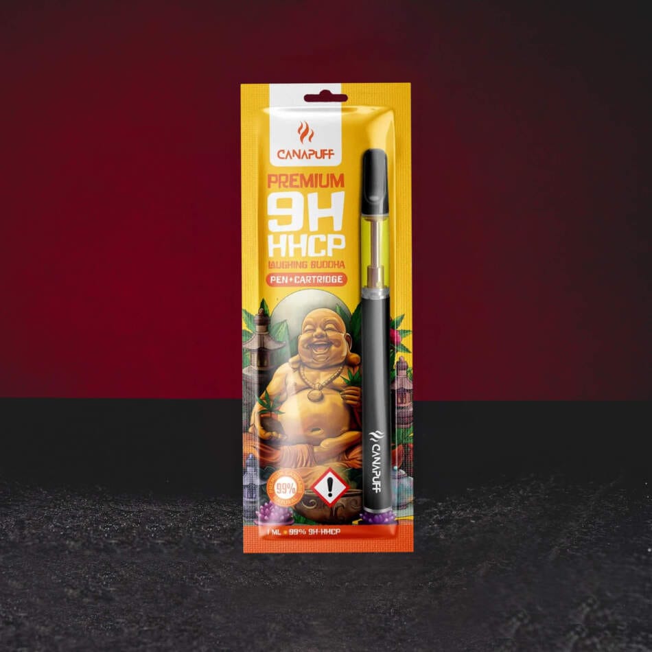 Vape Set 9H-HHCP 99% 1ml Laughing Buddha – премиум комплект за вейпинг с нотки на черен женско биле, кедър, канела и отличителен аромат на дизел