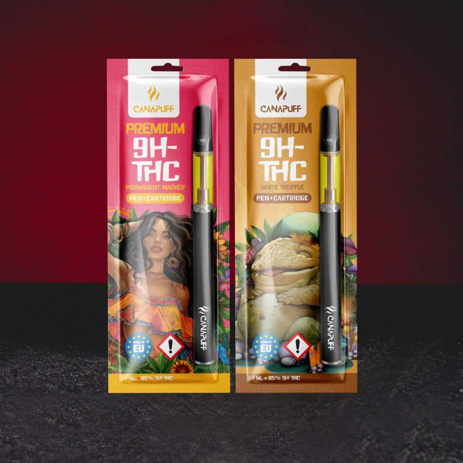Vape Set 9H-TH 95% 1ml – премиум вейп комплект с канабиноид 9H-TH във варианти с бял трюфел и перманентен маркер