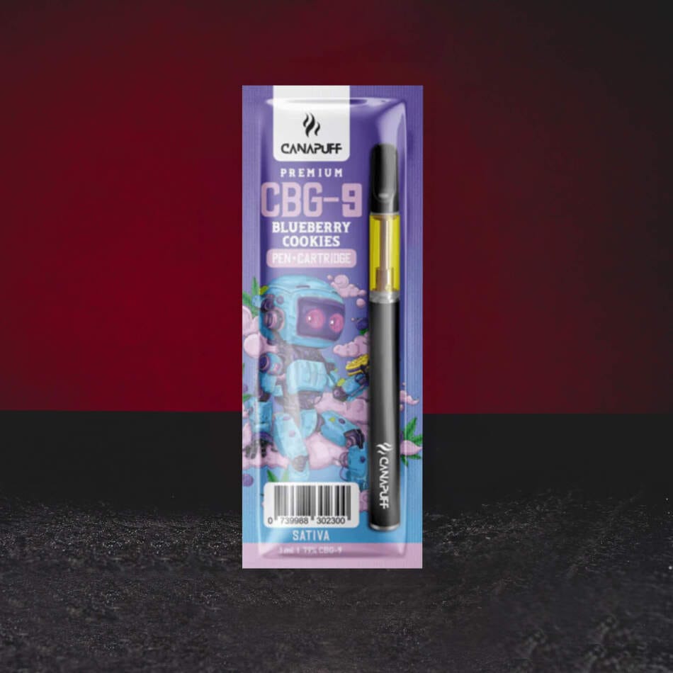 Vape Set CBG9 79% 1ml Blueberry Cookies - сладък вейп комплект с нотки на боровинки, основа от бисквитки, бор и нежна билкова мента