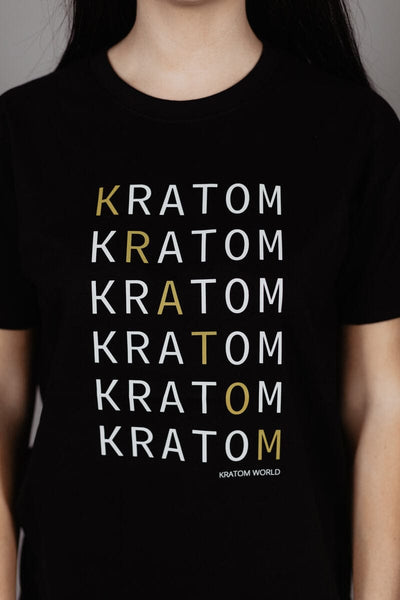 Детайл на дизайна на дамска тениска Kratom World Kratom