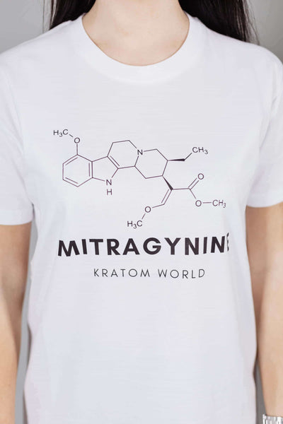 Детайли за дизайна на дамската тениска Kratom World Mitragynine