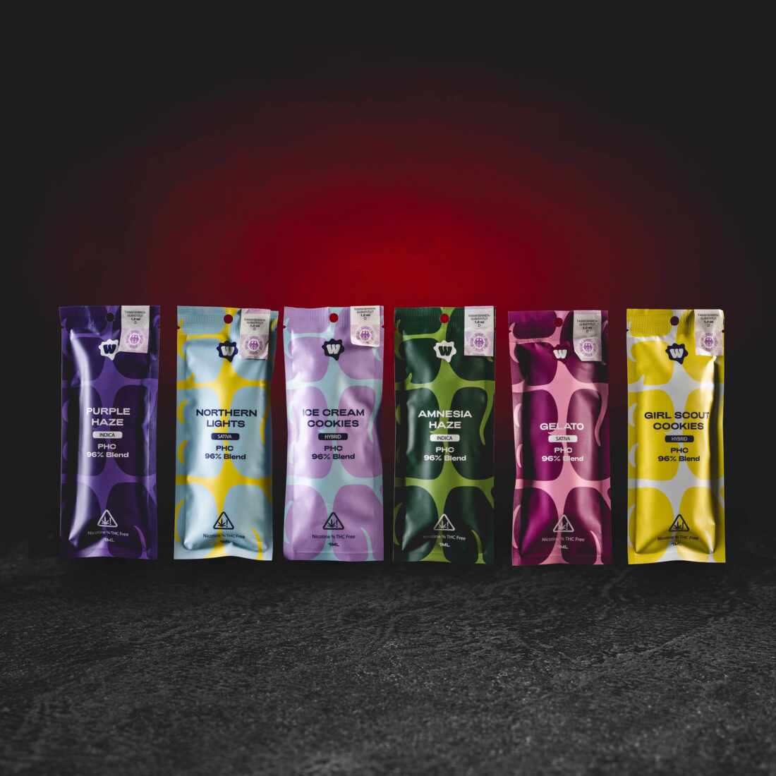 Kratom World PHC Vape 96% 1ml – група от всички вкусове Girl Scout Cookies, Purple Haze, Gelato, Northern Lights, Ice Cream Cookies и Amnesia Haze в премиум версия с канабиноид PHC